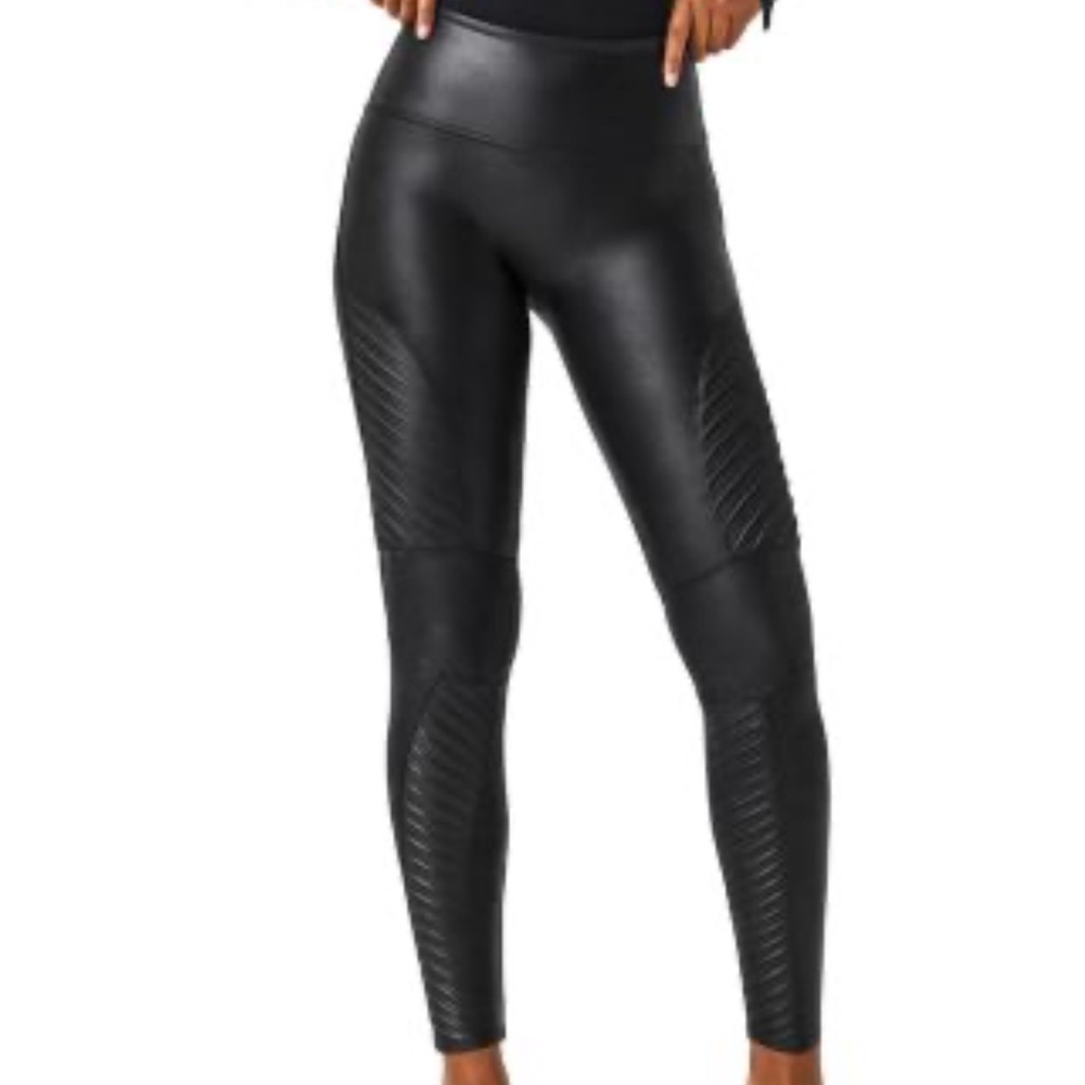 NWT SPANX Black Moto Faux Leather Leggings